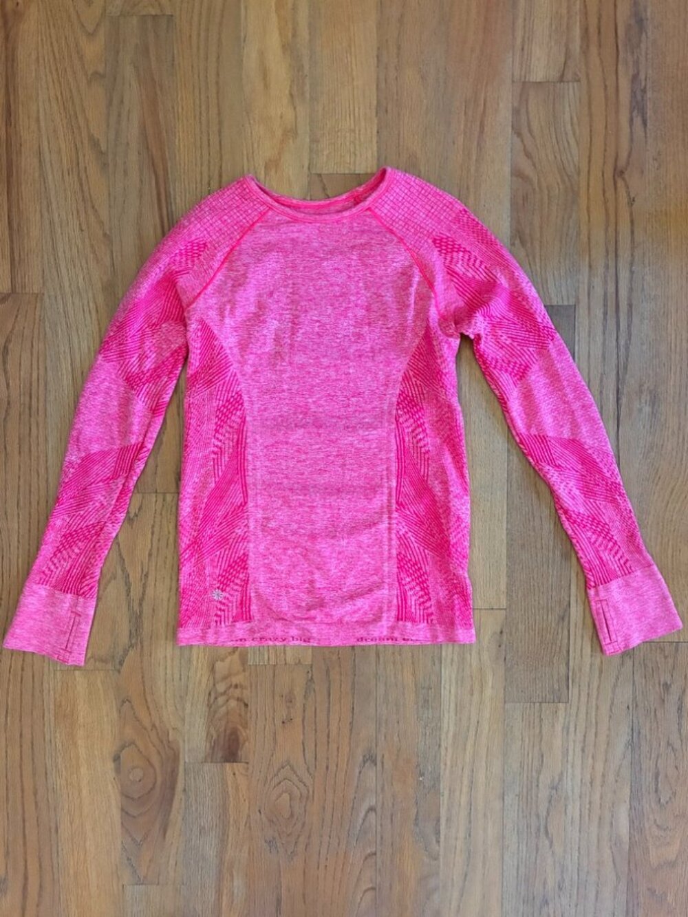 Athleta Girl Hot Pink Seamless Long Sleeve Performance Top Thumbholes Large (12)